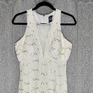 Beige and sequence cocktail dress